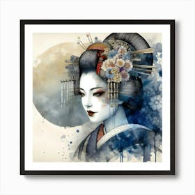 Japan Traditional Geisha Illustration By Ad 23 Art Print