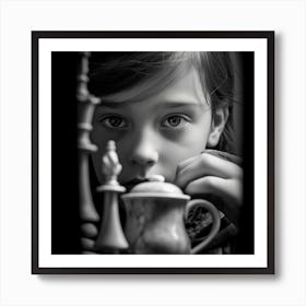 Little Girl With Chess Pieces Art Print