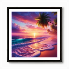 Sunset At The Beach 3 Art Print