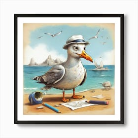 Seagull On The Beach 12 Art Print