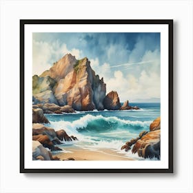 Watercolor Seascape Painting Art Print