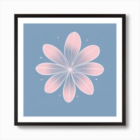 A White And Pink Flower In Minimalist Style Square Composition 458 Art Print