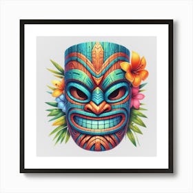 Watercolor Festival Tiki Mask 7 Art Print