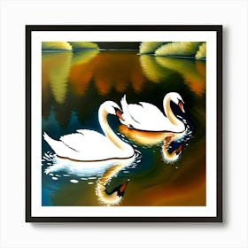 Swans on the Lake Art Print