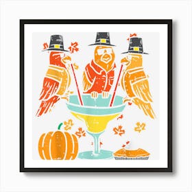 Thanksgiving 3 Pilgrim Parrots Fall Autumn Bird Men Women Art Print