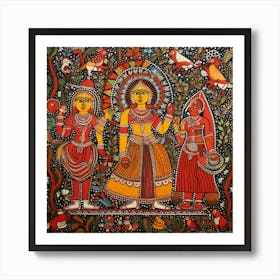 Indian Folk Painting, Traditional Painting, Acrylic On Canvas Art Print