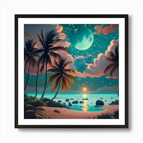 Beach At Night 1 Art Print