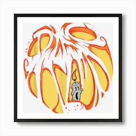 Halloween Jack O Lantern Scary Funny Ghost Candle Art Print