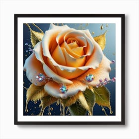 Gold plated white rose 4 Art Print