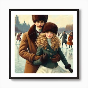 Russian ice skaters Art Print