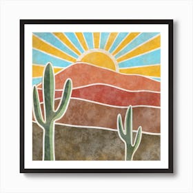 Cactus In The Desert 1 Art Print