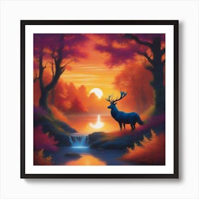 Deer In The Forest Art Print