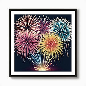 Fireworks On Black Background 2 Art Print