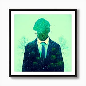 Man With Trees On His Head 1 Art Print