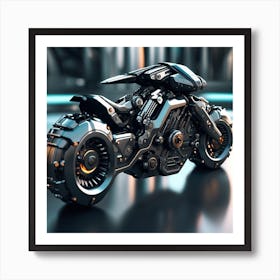 Futuristic Black Motorcycle Art Print