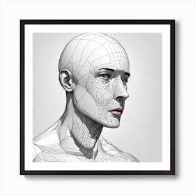 3d Human Head Art Print