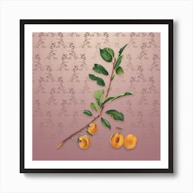 Vintage Apricot Botanical on Dusty Pink Pattern Art Print