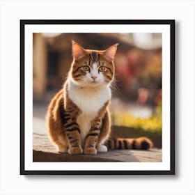 Cat Sitting On A Wall Art Print