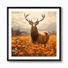 Stag In The Meadow 1 Art Print