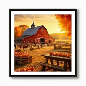 Autumn Farm Festival Capturing The Essence Of Rustic Charm Freshly Harvested Produce Spread Across (1) 2 Art Print