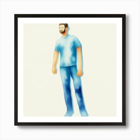 Man In Blue Art Print