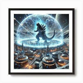 A Futuristic Science Fiction Depiction Of An Energ Kaiju Art Print