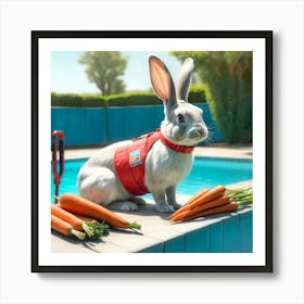 Rabbit By The Pool 1 Art Print