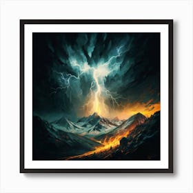 Impressive Lightning Strikes In A Strong Storm 1 Art Print