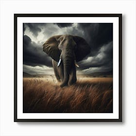 Elephant In The Grass Art Print