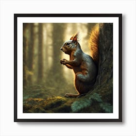 Squirrel In The Forest 75 Art Print