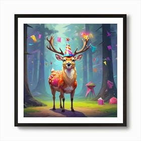 Birthday Deer 1 Art Print