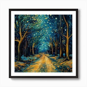 Starry Night In The Forest Art Print