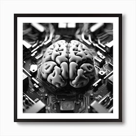 Brain On A Circuit Board 42 Art Print