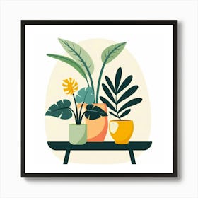 Potted Plants On A Table Art Print