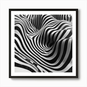 Abstract Black And White Striped Pattern 2 Art Print