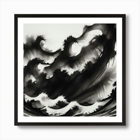 Waves In Black And White 1 Art Print