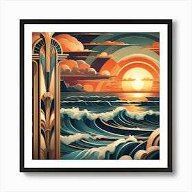 Deco Sunset Art Print