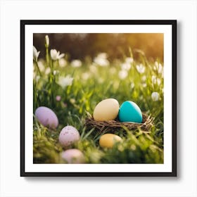 Easter Eggs In The Grass Art Print