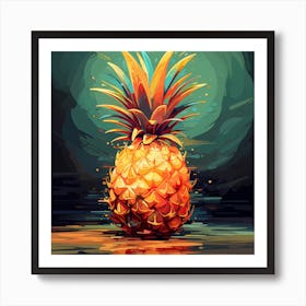 Vibrant Abstract Pineapple Sketch Art Print