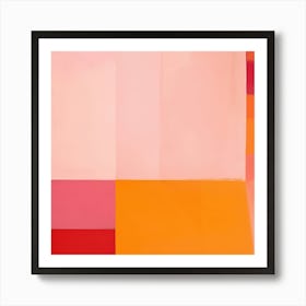 Orange Pink Abstrakte Symmetrie Malerei, ecken, kanten, linien Art Print