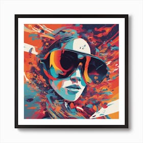New Poster For Ray Ban Speed, In The Style Of Psychedelic Figuration, Eiko Ojala, Ian Davenport, Sci (7) 1 Art Print