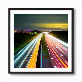 Highway At Night Art Print