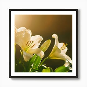 Easter Lilies In A Sunlit Church Vibrant Art Print