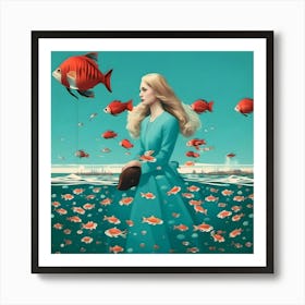 Girl In The Water Art Print