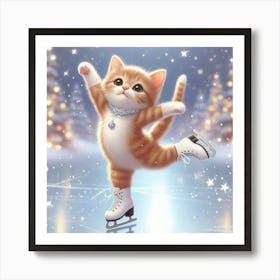 Ice Skating Kitten Art Print