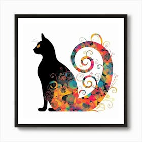 Cat With Swirls Art Print