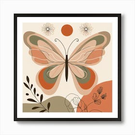 Boho Minimalist Butterfly Sq 4 Art Print