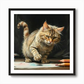 Cat Drawing 4 Art Print