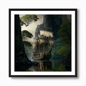 Ship In The Forest Art Print