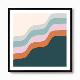 Waves In Teal Square Art Print